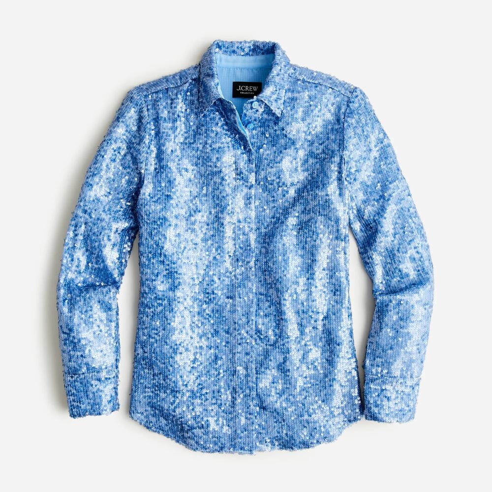 J. Crew Collection Classic-Fit Sequin Shirt size 6